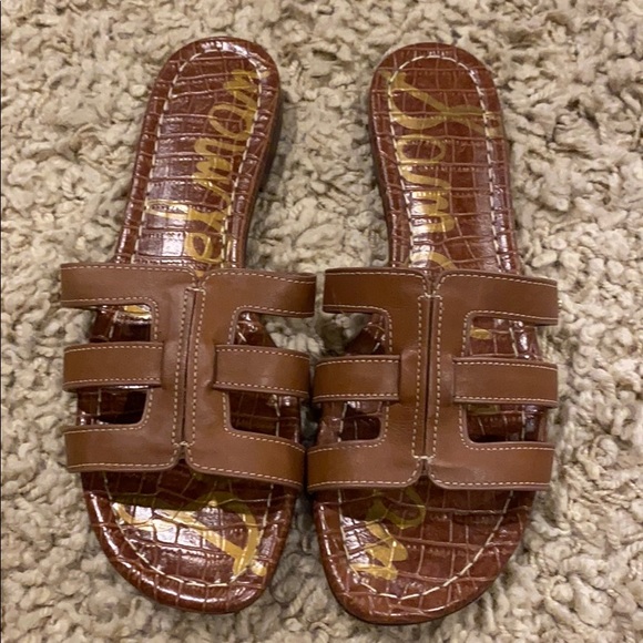Sam Edelman Shoes - Sam Edelman brown leather slide sandals 7 1/2